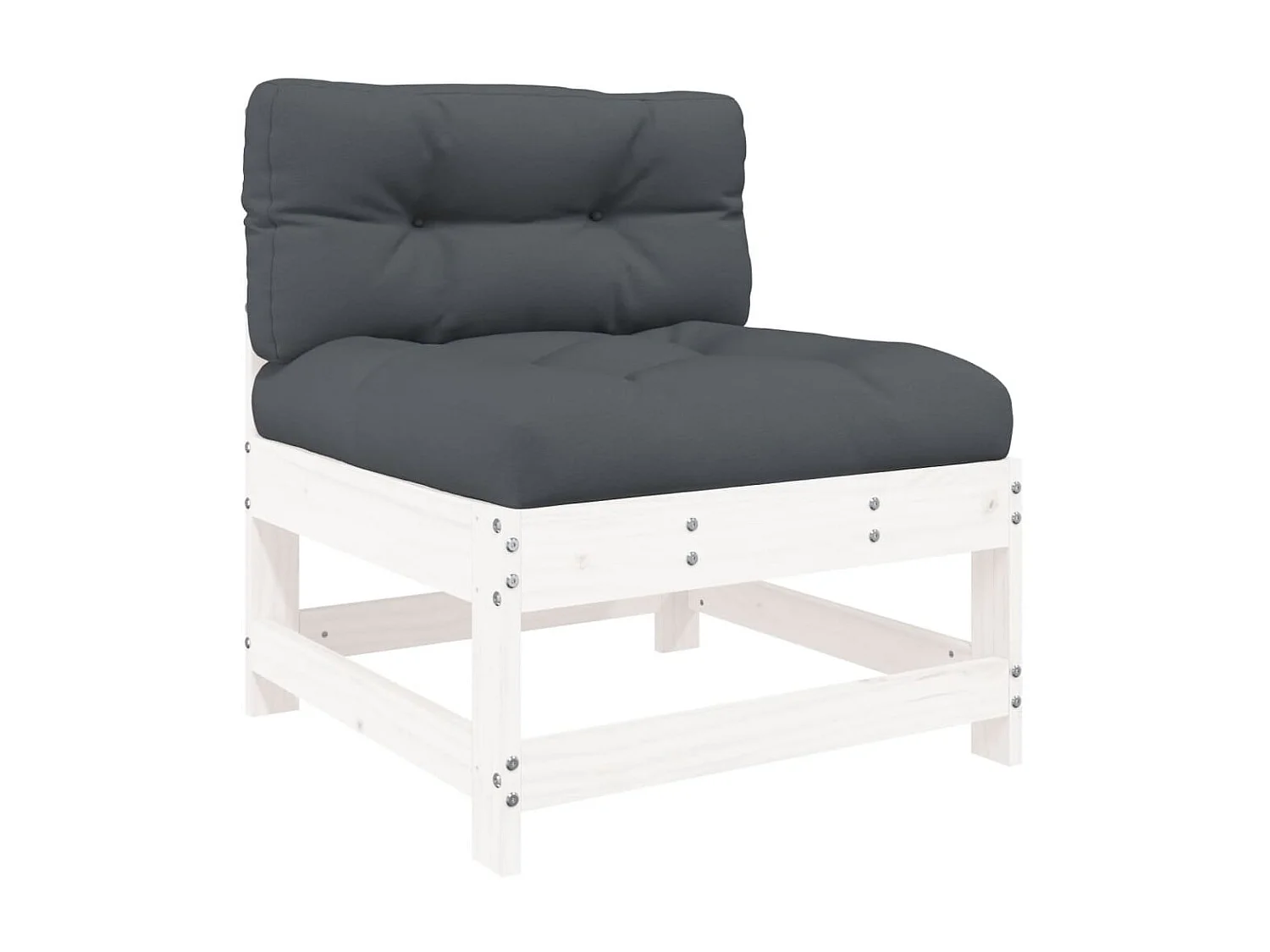 Canapés centraux de jardin avec coussins 2 pcs blanc bois de pin massif PWRS35741