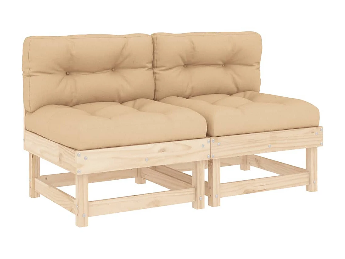 Sofás de centro com almofadões 2 pcs pinho maciço PT740021