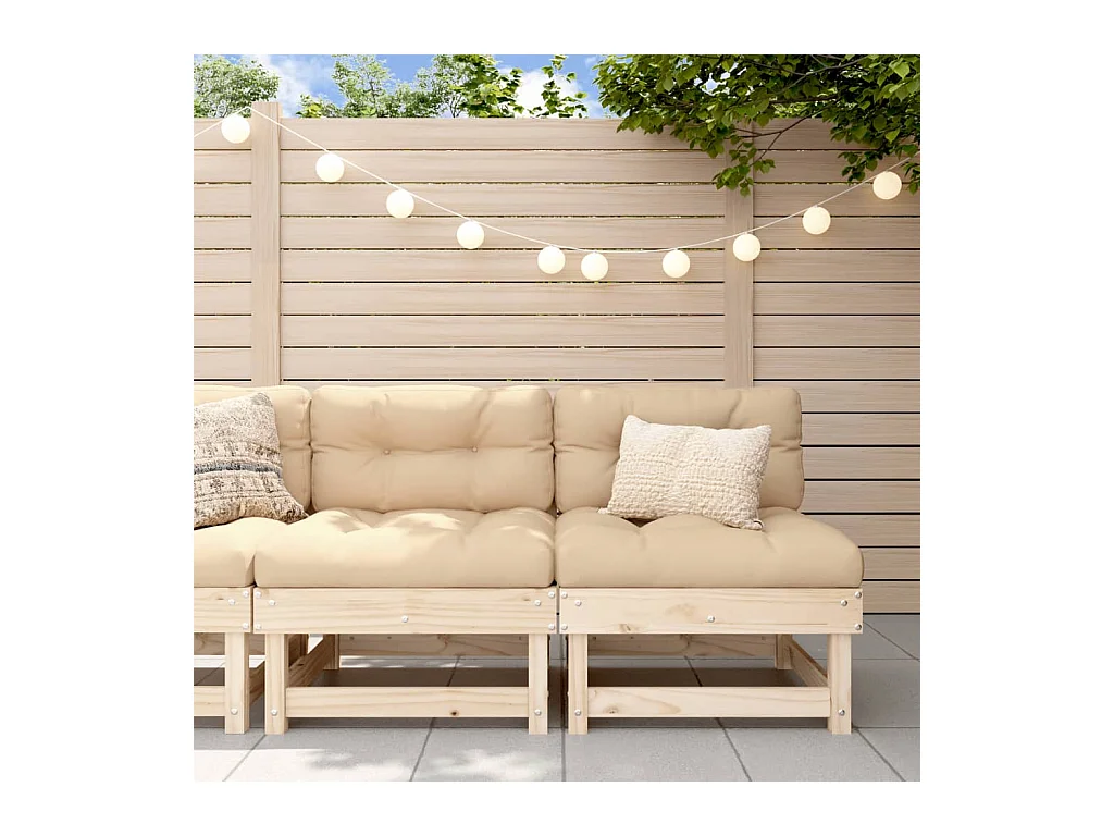 Canapés centraux de jardin avec coussins 2 pcs bois de pin massif PWRS87800