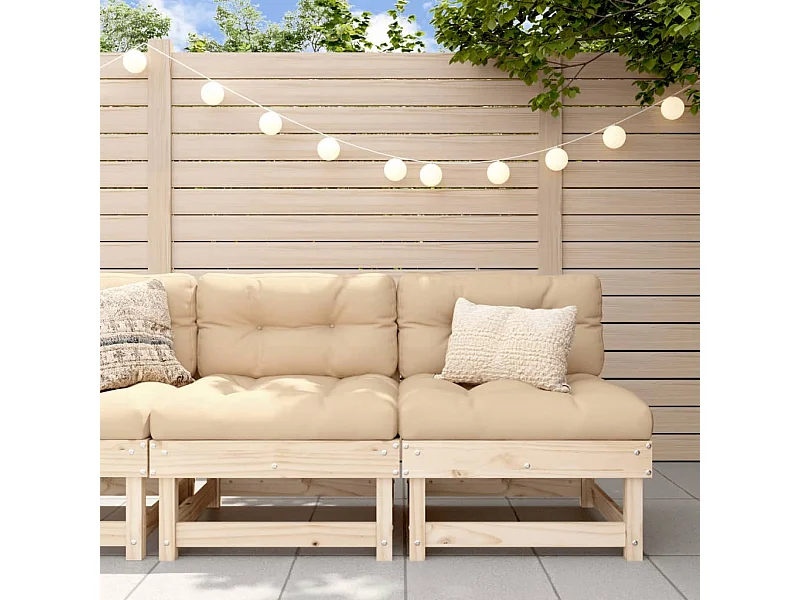 Canapés centraux de jardin avec coussins 2 pcs bois de pin massif PWRS87800