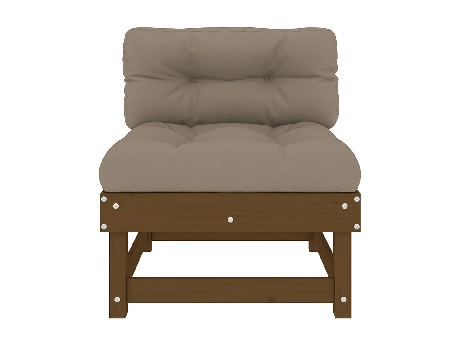 Sofá central con cojines madera maciza de pino marrón miel KOW40299