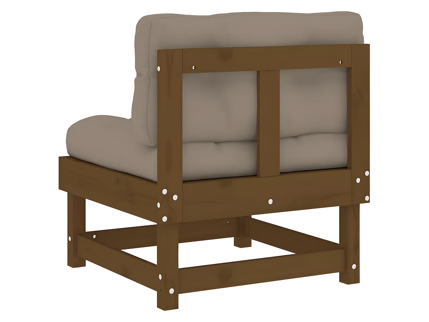 Sofá central con cojines madera maciza de pino marrón miel KOW40299