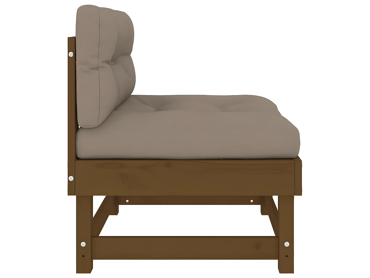 Canapé central de jardin avec coussins marron miel bois de pin solide PWRS43691