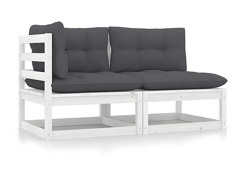 Set de muebles de jardín 2 pzas con cojines madera pino blanco KOW43639