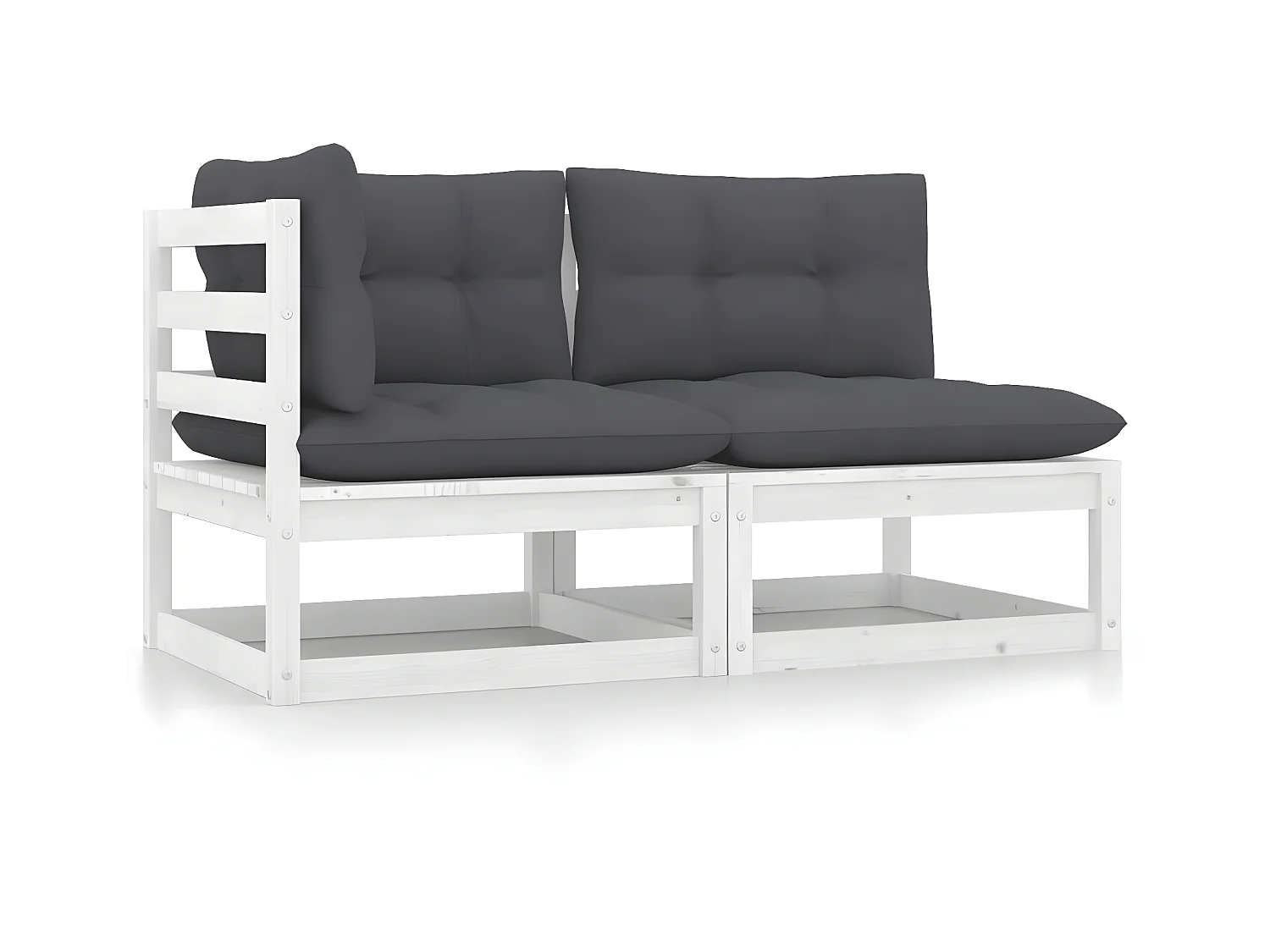 2-delige Loungeset met kussens massief grenenhout wit NL181702