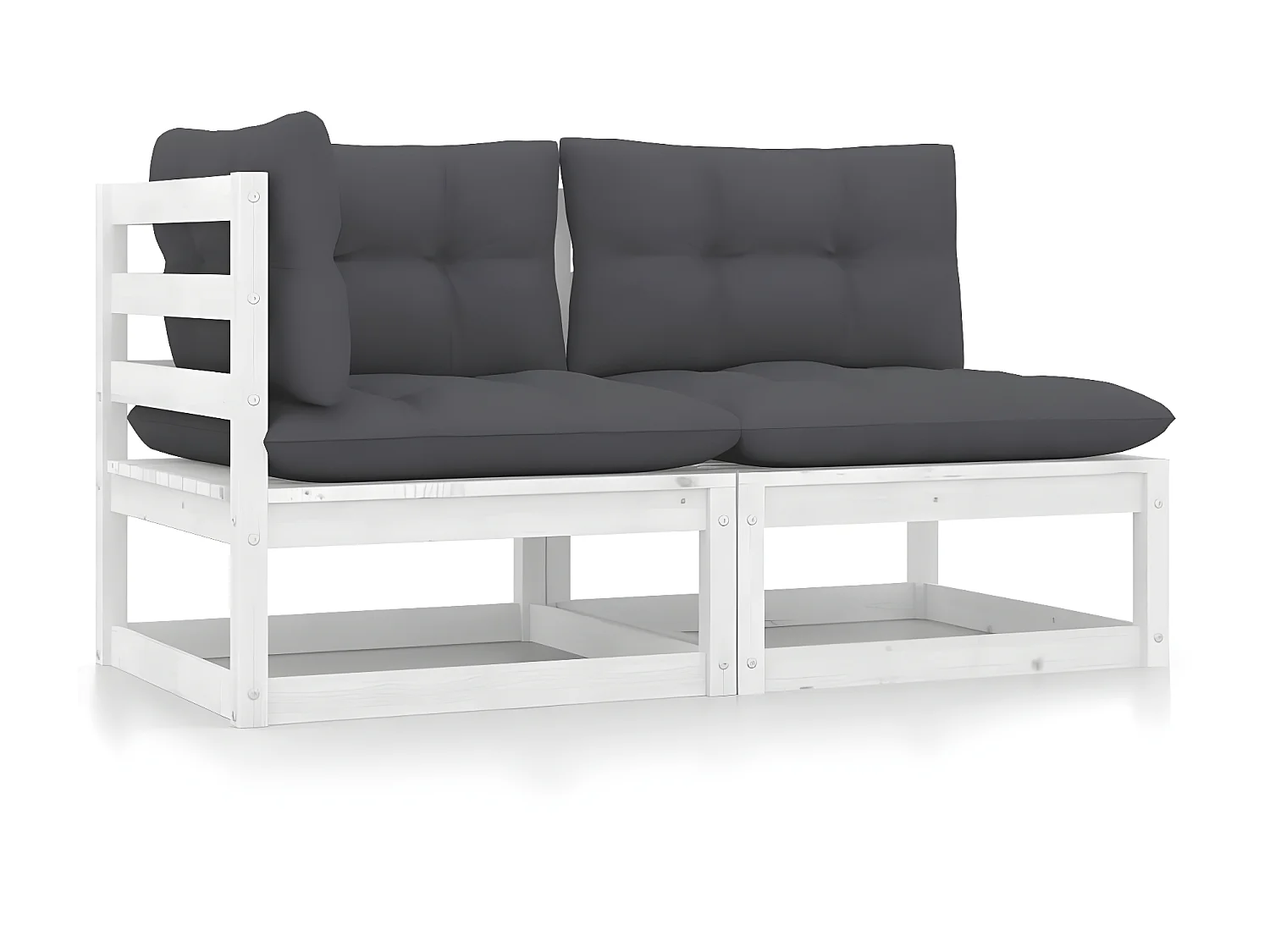 Set de muebles de jardín 2 pzas con cojines madera pino blanco KOW43639