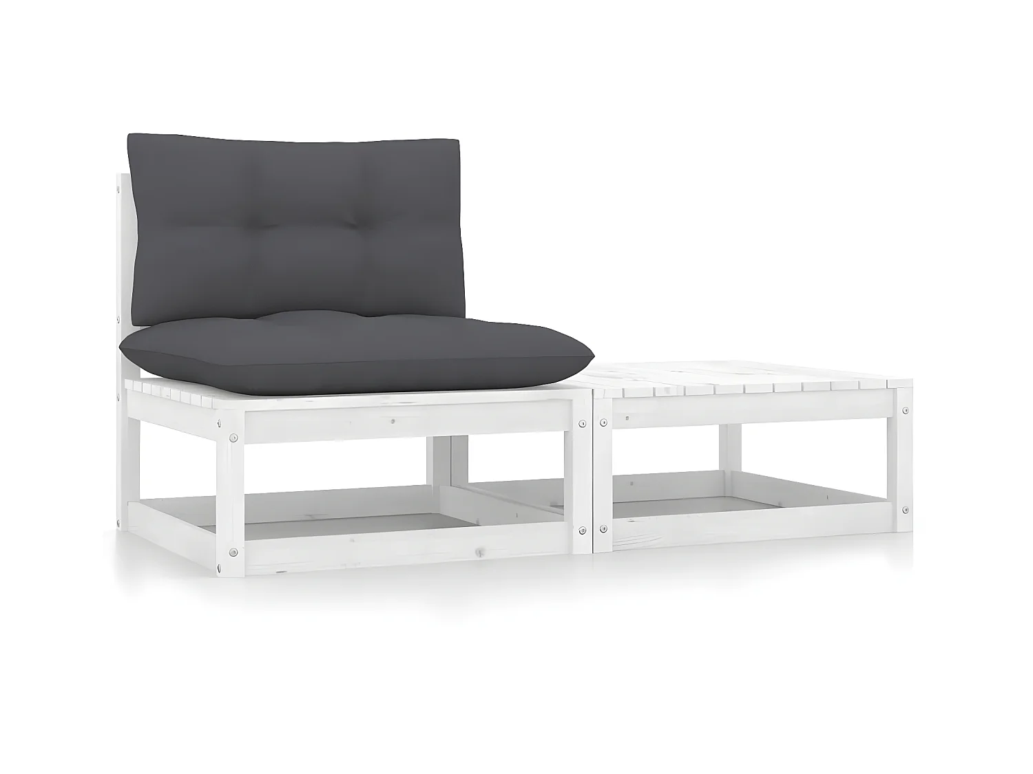 2 pcs Canapés de jardin avec coussins Blanc Bois de pin massif PWRS98269