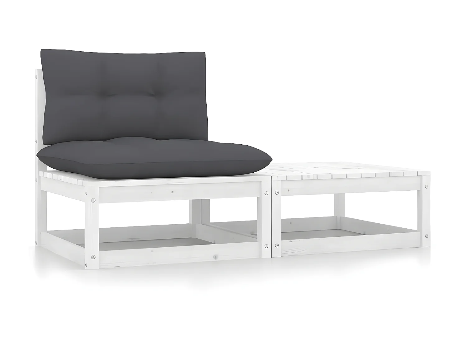 Set de muebles de jardín 2 pzas con cojines madera pino blanco KOW30796