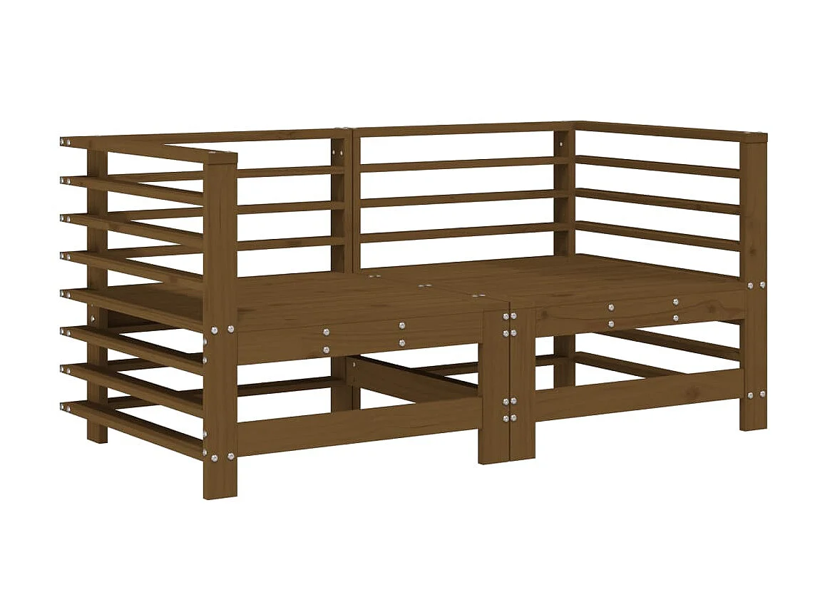 Canapés d'angle et coussins 2pcs marron miel bois de pin massif PWRS16670