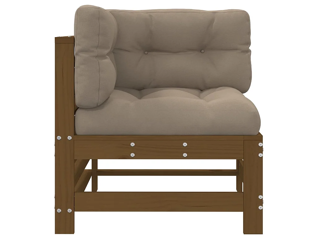 Canapés d'angle et coussins 2pcs marron miel bois de pin massif PWRS16670