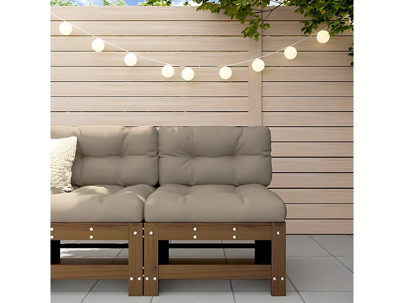 Sofá de centro com almofadões madeira pinho maciça castanho-mel PT152547