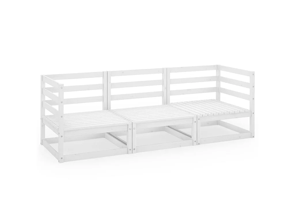 Sofá de 3 lugares para jardim pinho maciço branco PT357790