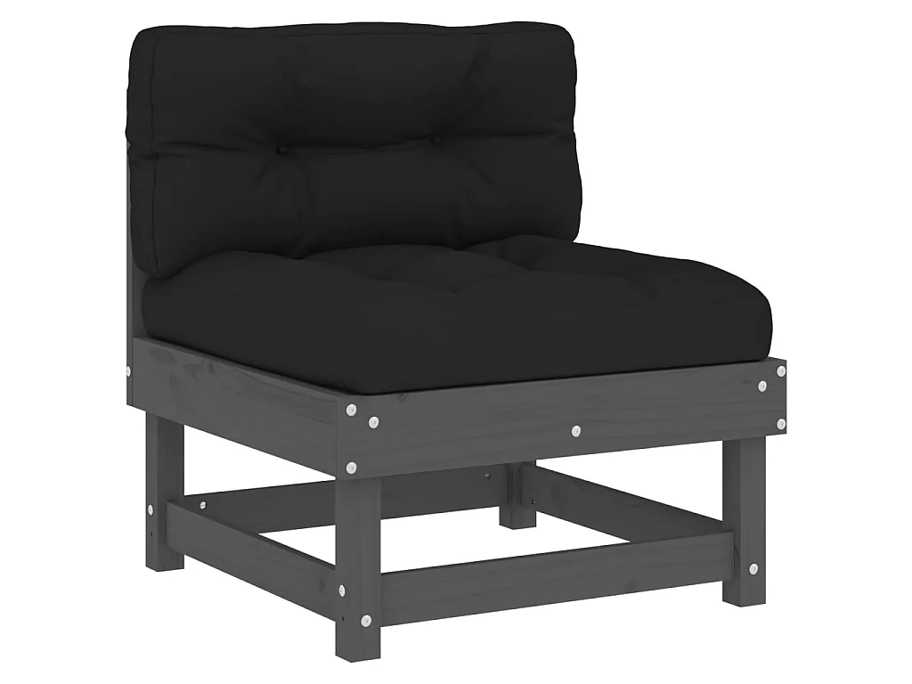 Canapés centraux de jardin avec coussins 2 pcs gris bois de pin massif PWRS34124