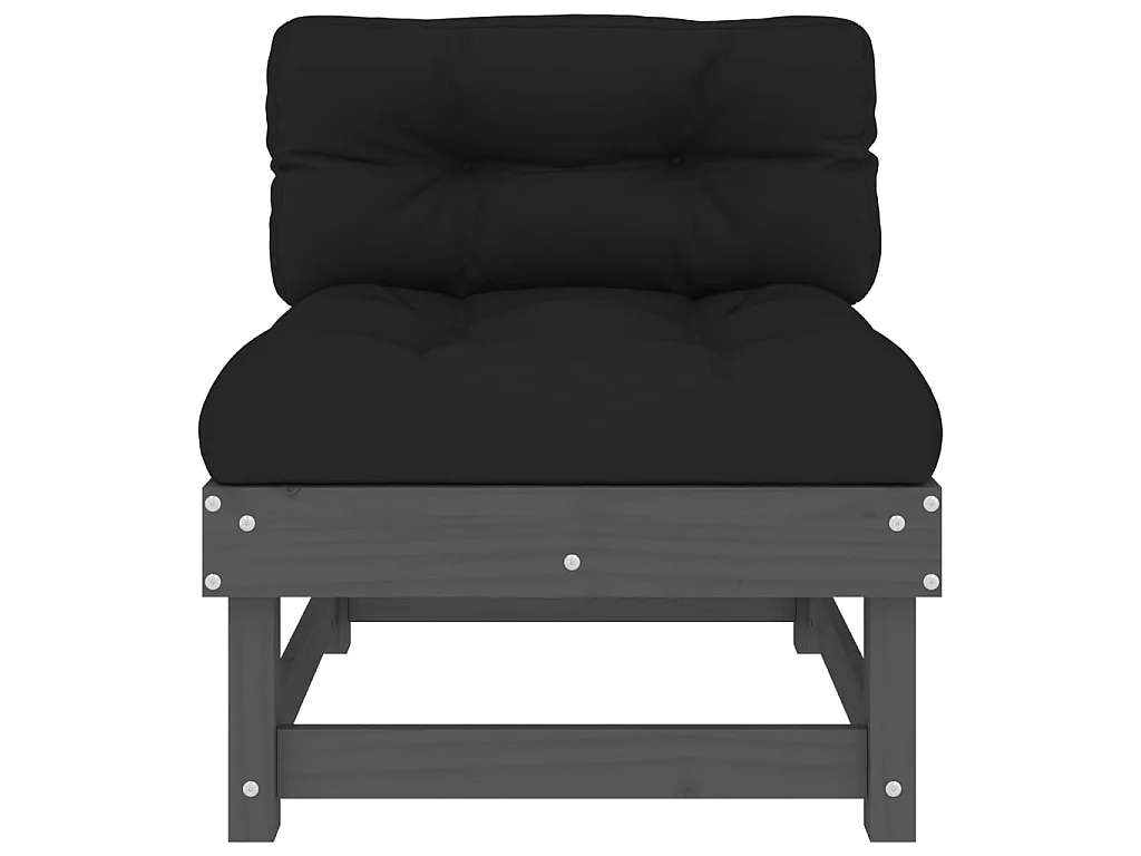 Canapés centraux de jardin avec coussins 2 pcs gris bois de pin massif PWRS34124