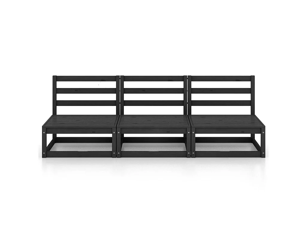 Tuinbank 3-zits massief grenenhout zwart NL917528