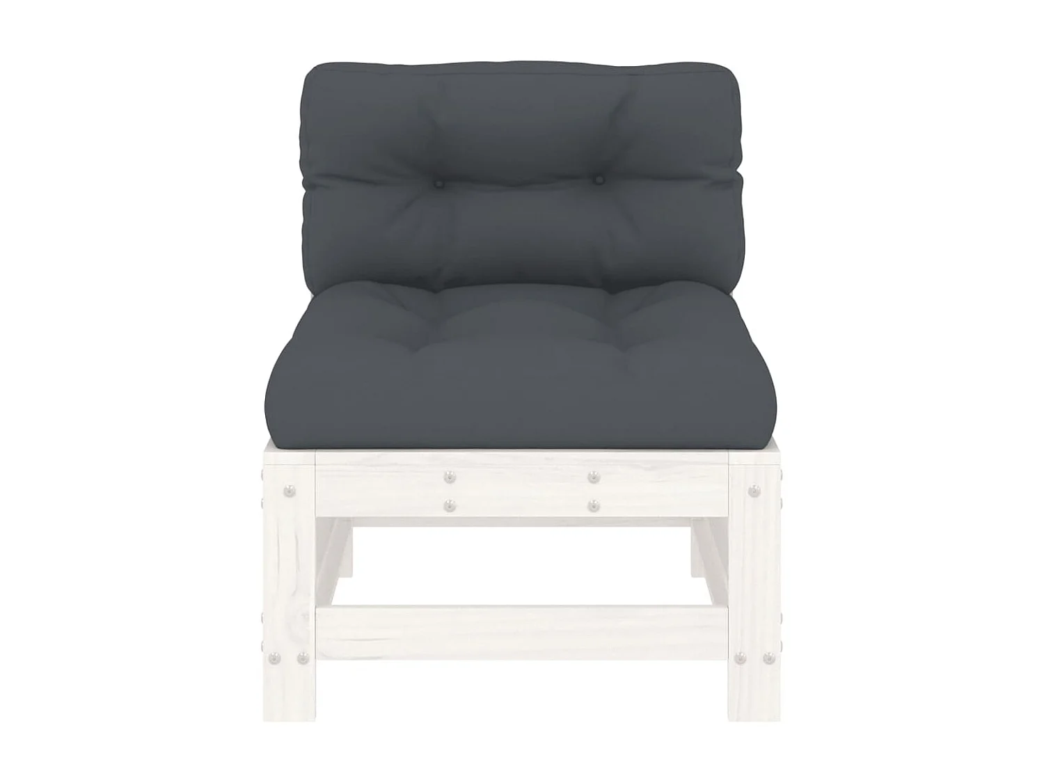 Canapé central de jardin avec coussins blanc bois de pin massif PWRS28047