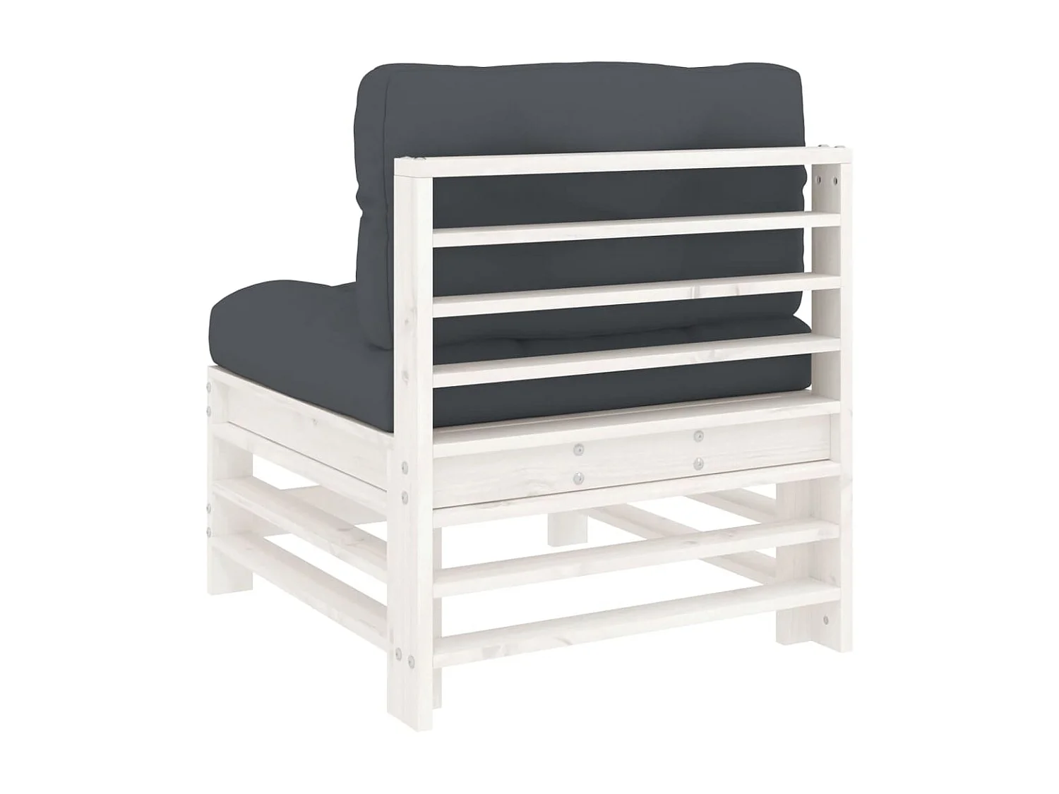 Canapé central de jardin avec coussins blanc bois de pin massif PWRS28047