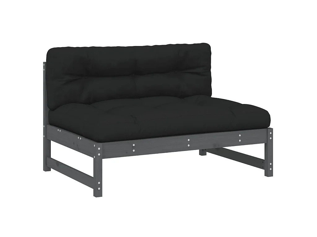 Canapé central de jardin 120x80 cm gris bois de pin massif PWRS85727