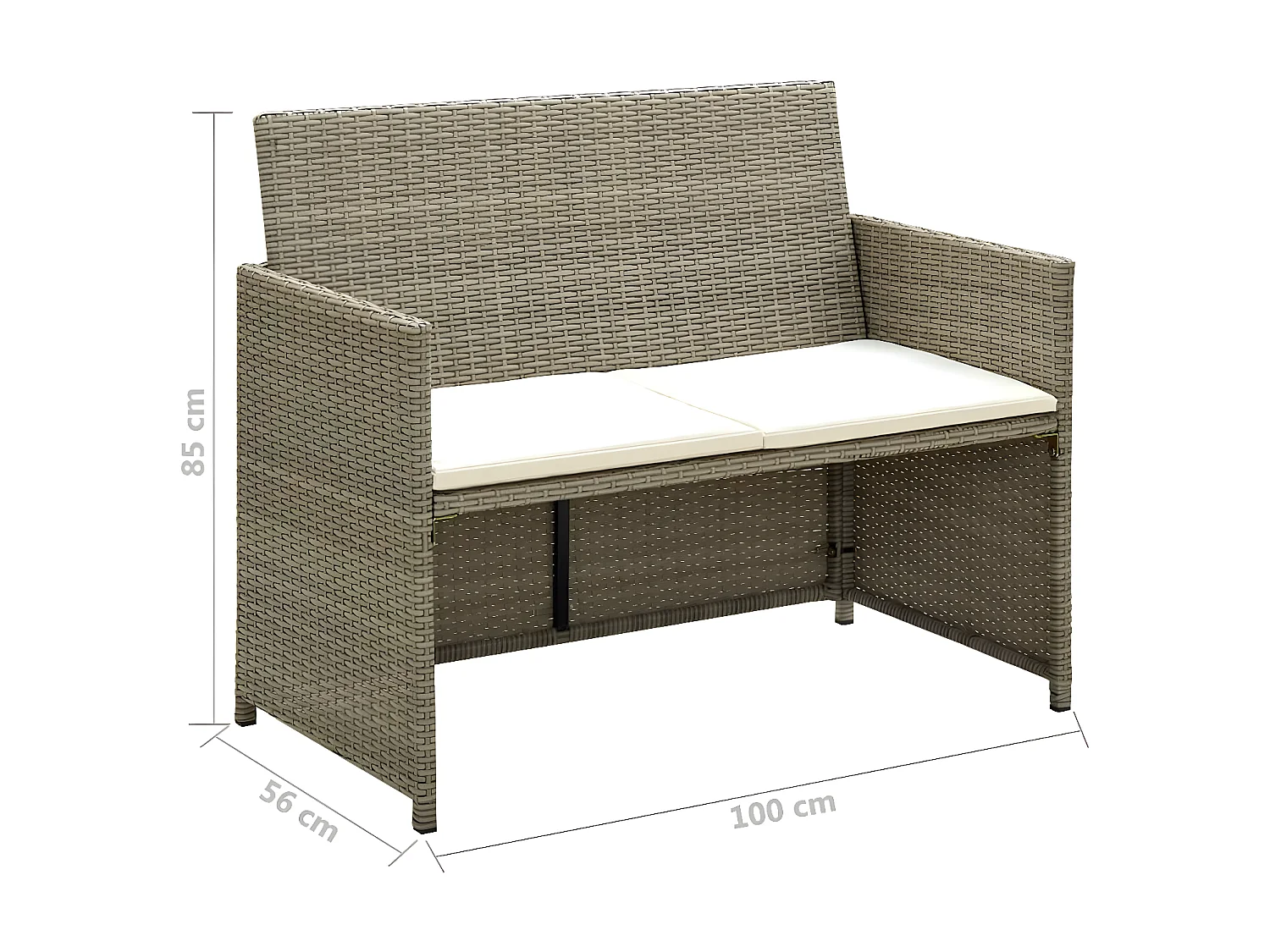 Canapé de jardin à 2 places avec coussins Beige Résine tressée PWRS48710