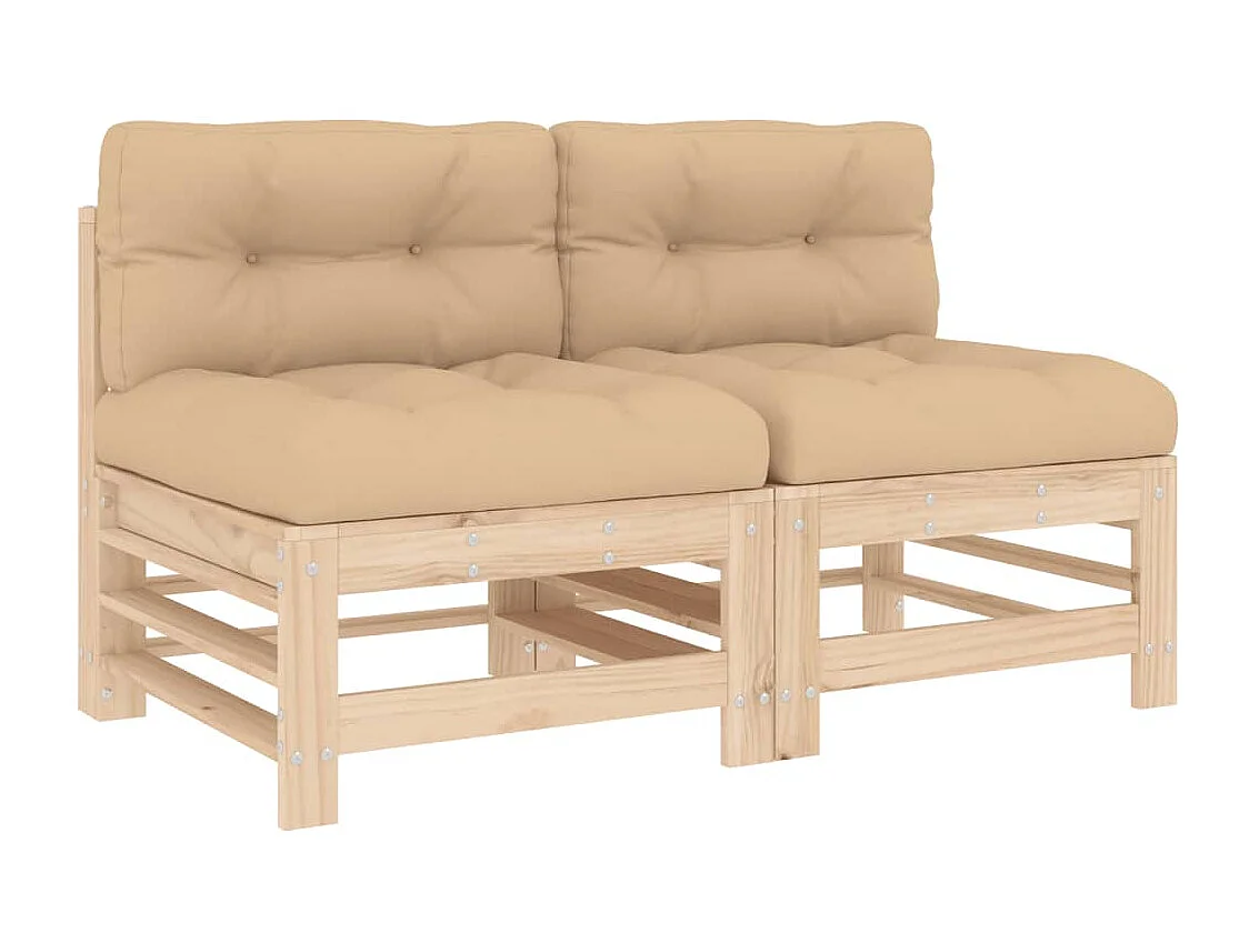 Sofás de centro com almofadões 2 pcs pinho maciço PT784800