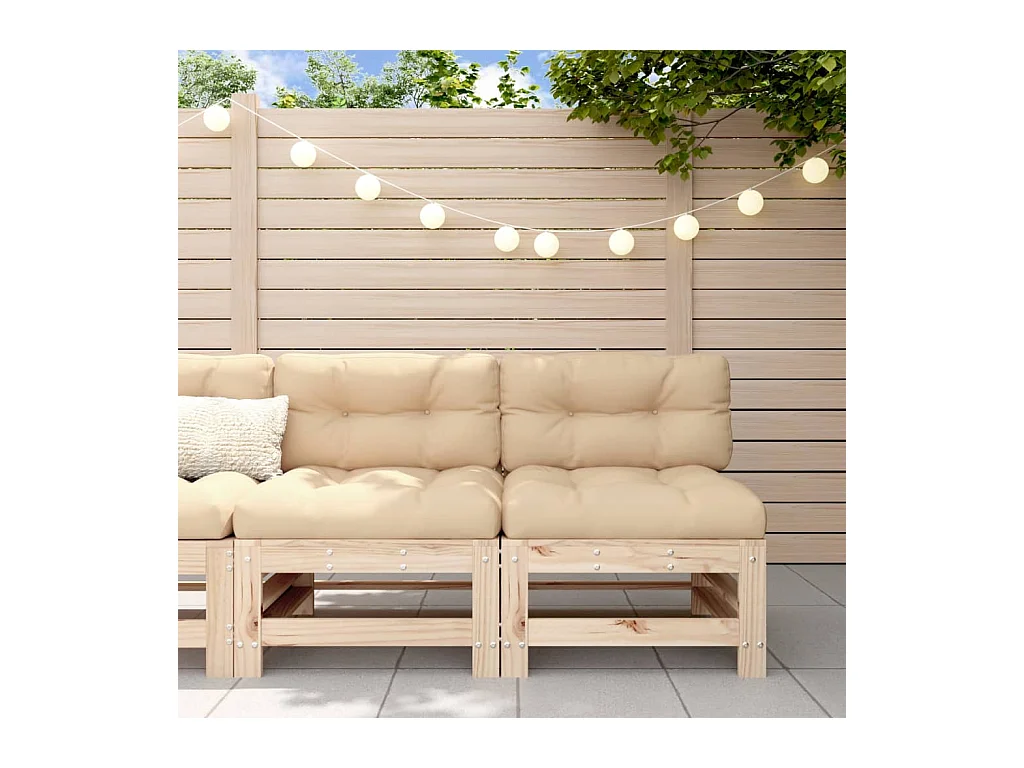 Canapés centraux de jardin avec coussins 2 pcs bois de pin massif PWRS72579