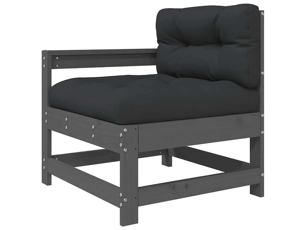 3-tlg. Garten-Sitzgruppe: Sofa + Tisch | Garten-Lounge-Set mit Kissen Grau Massivholz -GKD143151