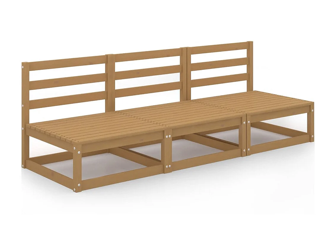 Canapé à 3 places de jardin Marron miel Bois de pin solide PWRS77756