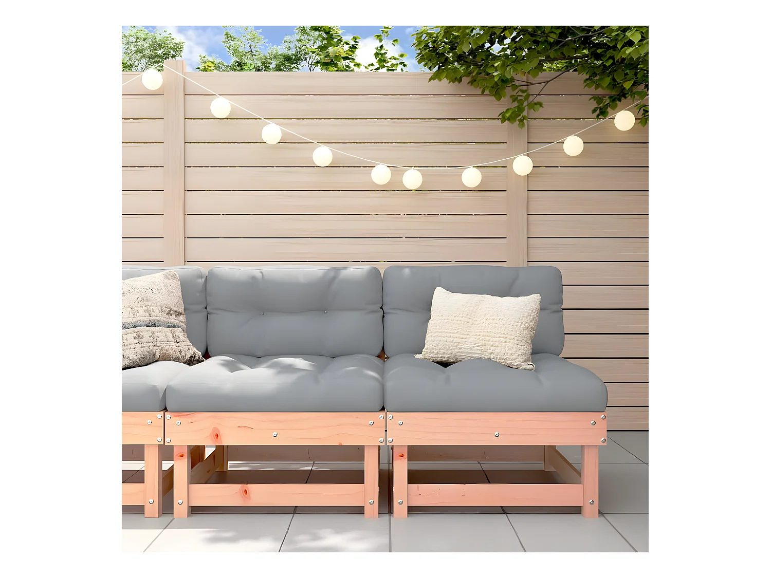 Canapés centraux de jardin avec coussins 2 pcs bois massif douglas PWRS90523