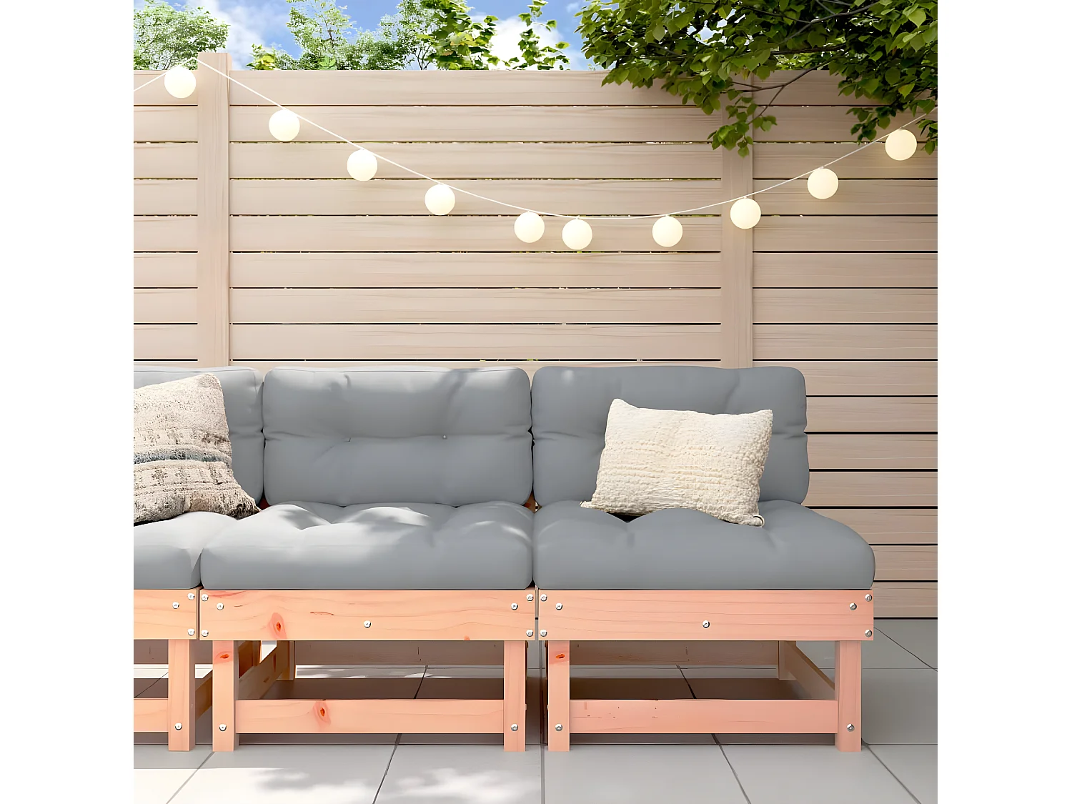 Canapés centraux de jardin avec coussins 2 pcs bois massif douglas PWRS90523