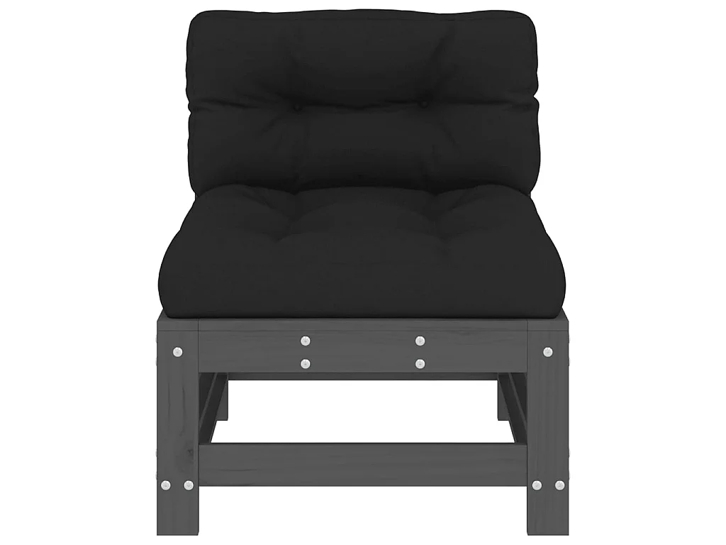 Sofá central con cojines madera maciza de pino gris KOW36084