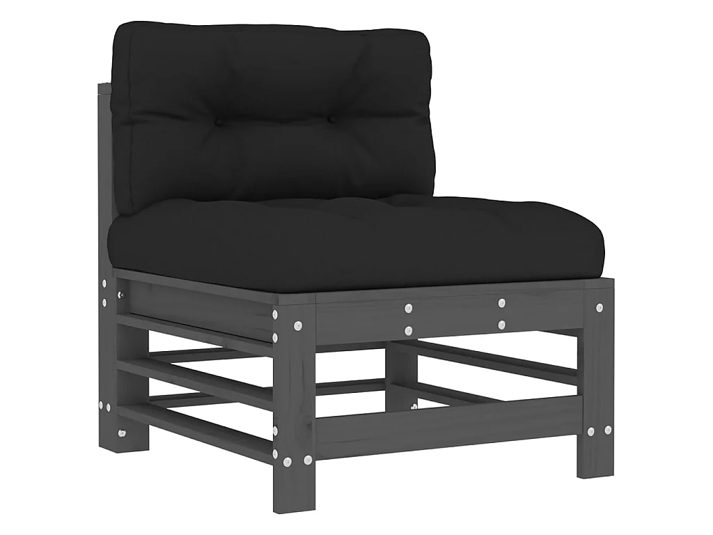 Middenbank met kussens massief grenenhout grijs NL924725