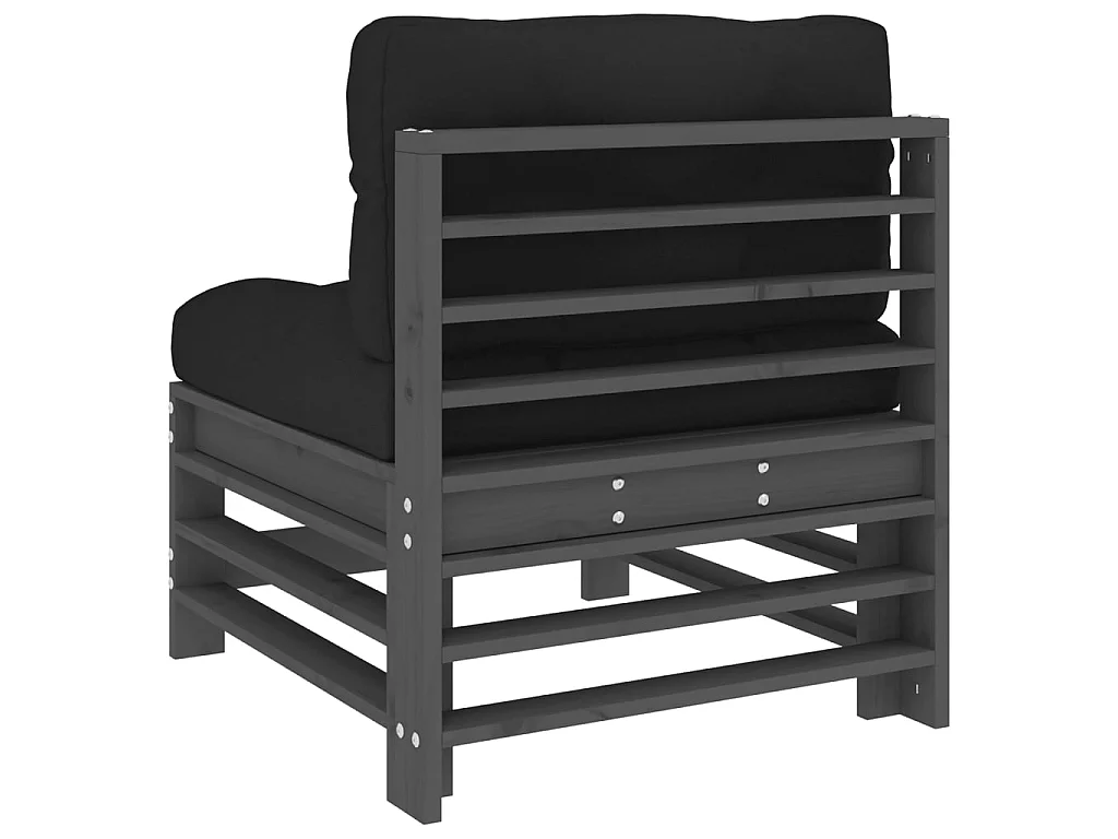 Middenbank met kussens massief grenenhout grijs NL924725