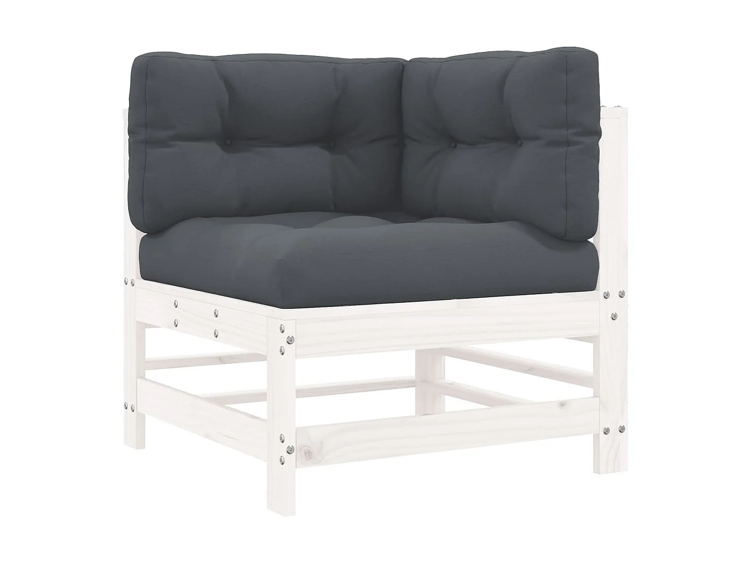 2 uds Sofás esquineros con cojines madera maciza de pino blanco KOW93588