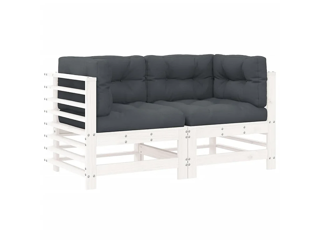 Sofás de canto com almofadões 2 pcs pinho maciço branco PT896392