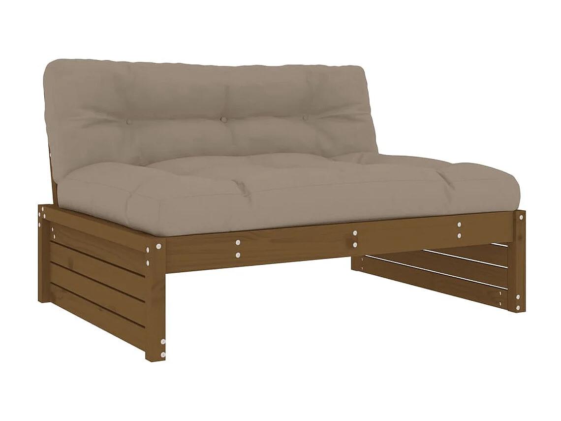 Sofá central madera maciza de pino marrón miel 120x80 cm KOW95414