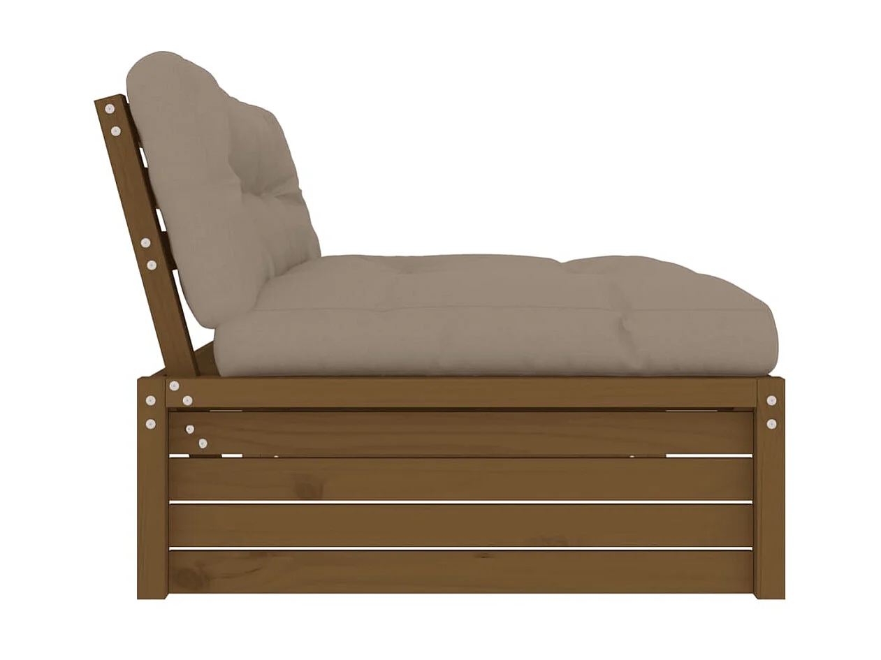 Sofá central madera maciza de pino marrón miel 120x80 cm KOW95414