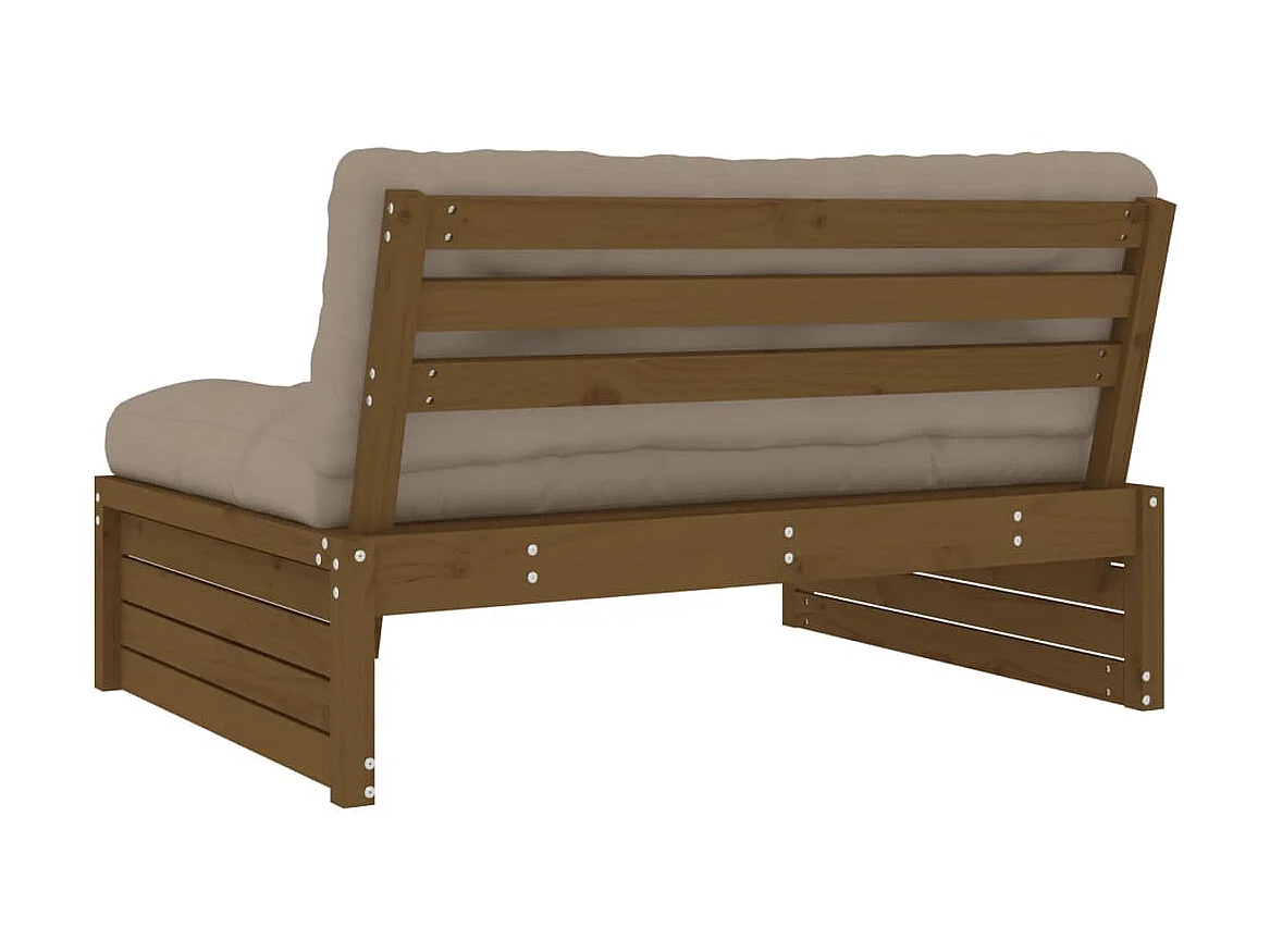 Sofá central madera maciza de pino marrón miel 120x80 cm KOW95414