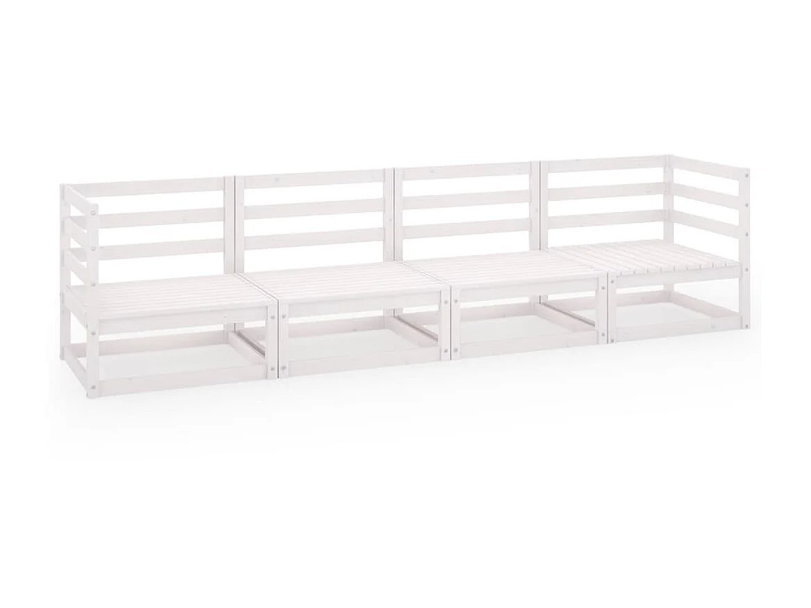 Sofá de 4 lugares para jardim pinho maciço branco PT150982