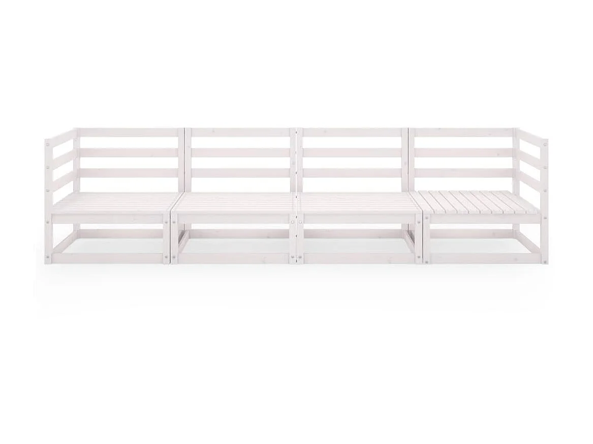 Canapé à 4 places de jardin Blanc Bois de pin solide PWRS92585