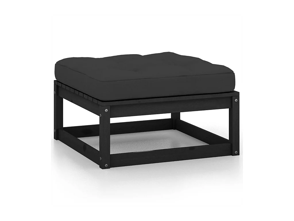 2-tlg. Garten-Sitzgruppe | Garten-Lounge-Set mit Kissen Schwarz Kiefer Massivholz -GKD118164
