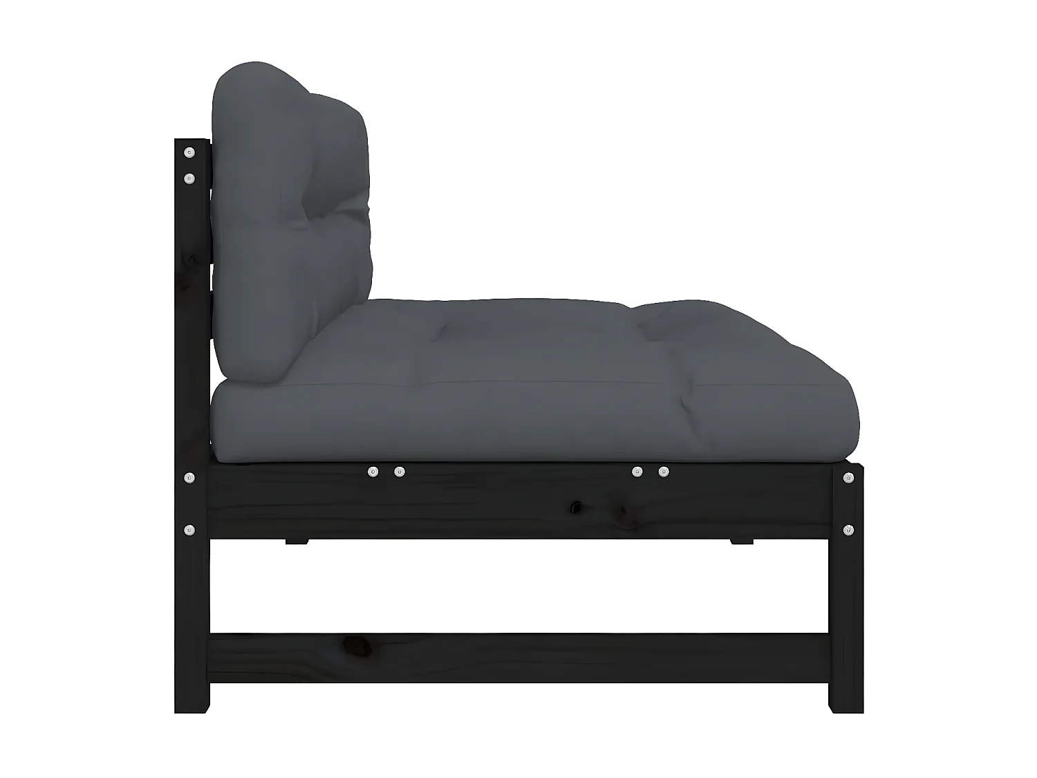 Canapé central de jardin 120x80 cm noir bois de pin massif PWRS40969