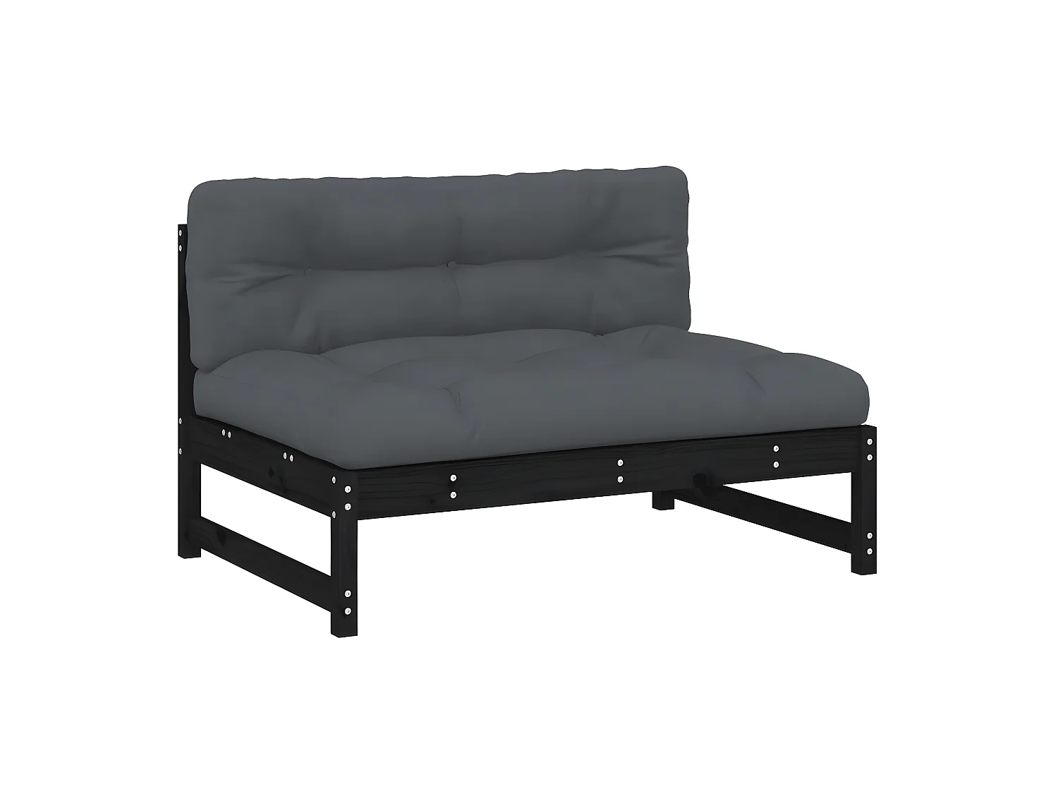 Canapé central de jardin 120x80 cm noir bois de pin massif PWRS40969