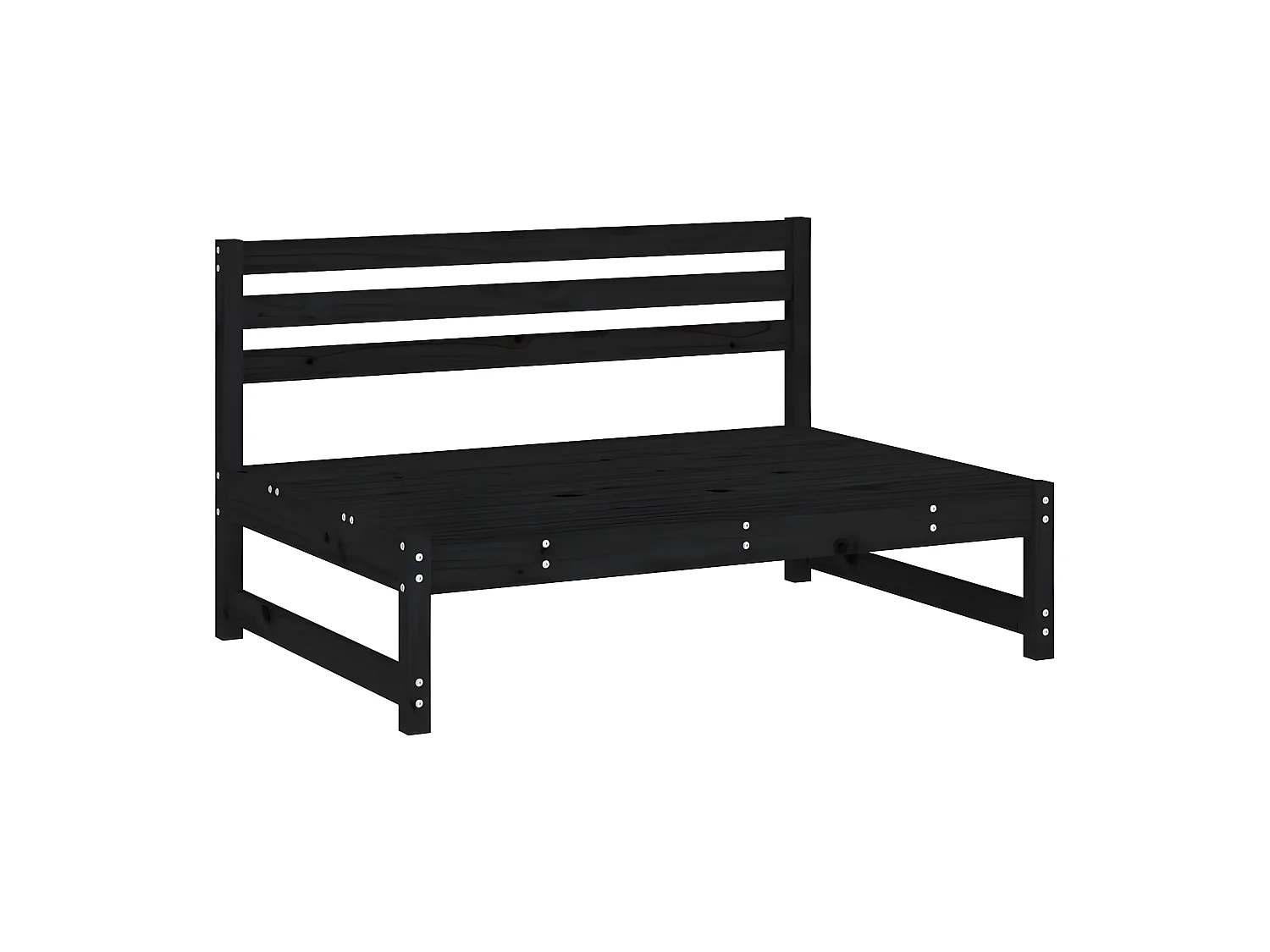 Canapé central de jardin 120x80 cm noir bois de pin massif PWRS40969
