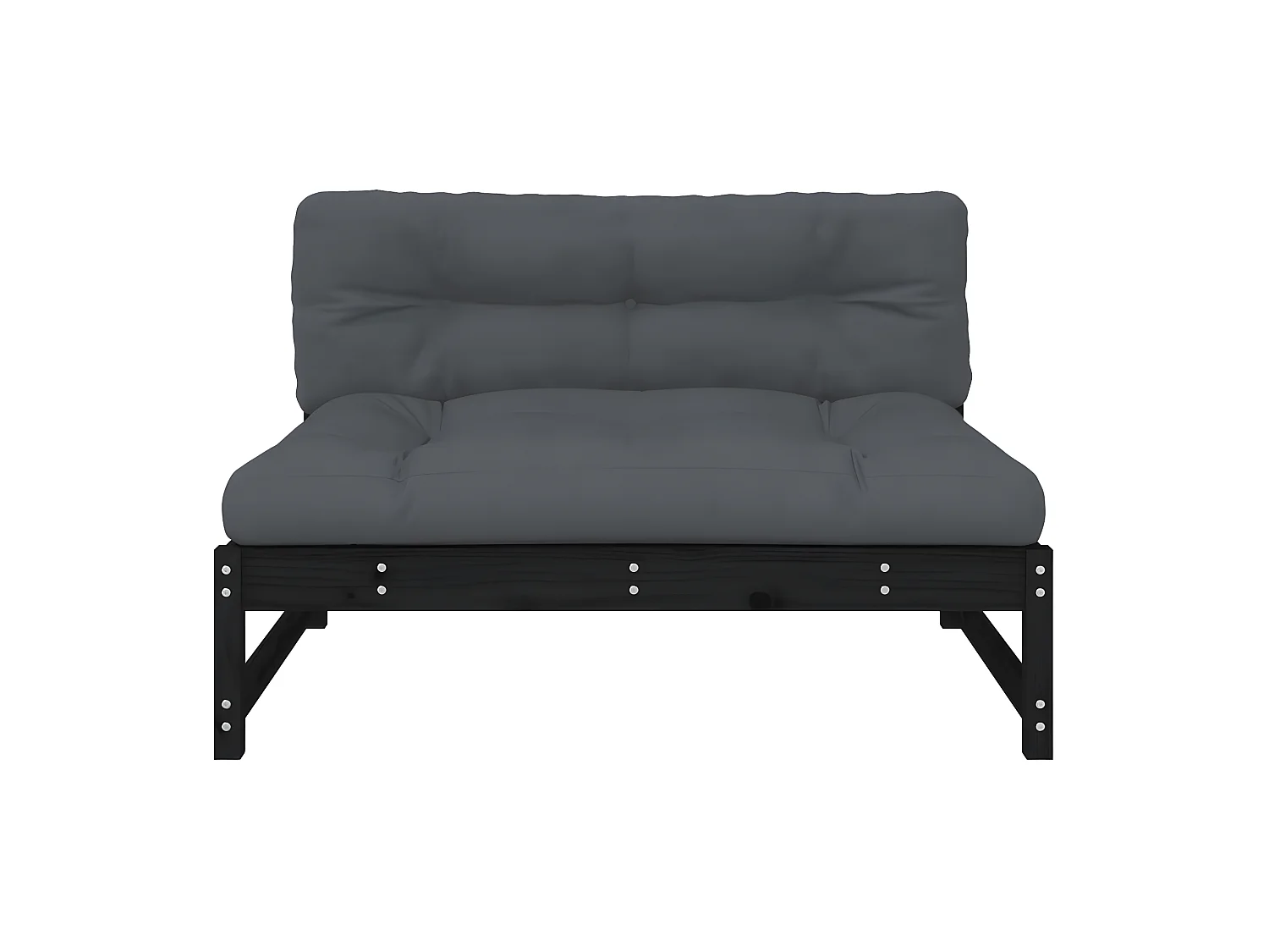 Canapé central de jardin 120x80 cm noir bois de pin massif PWRS40969