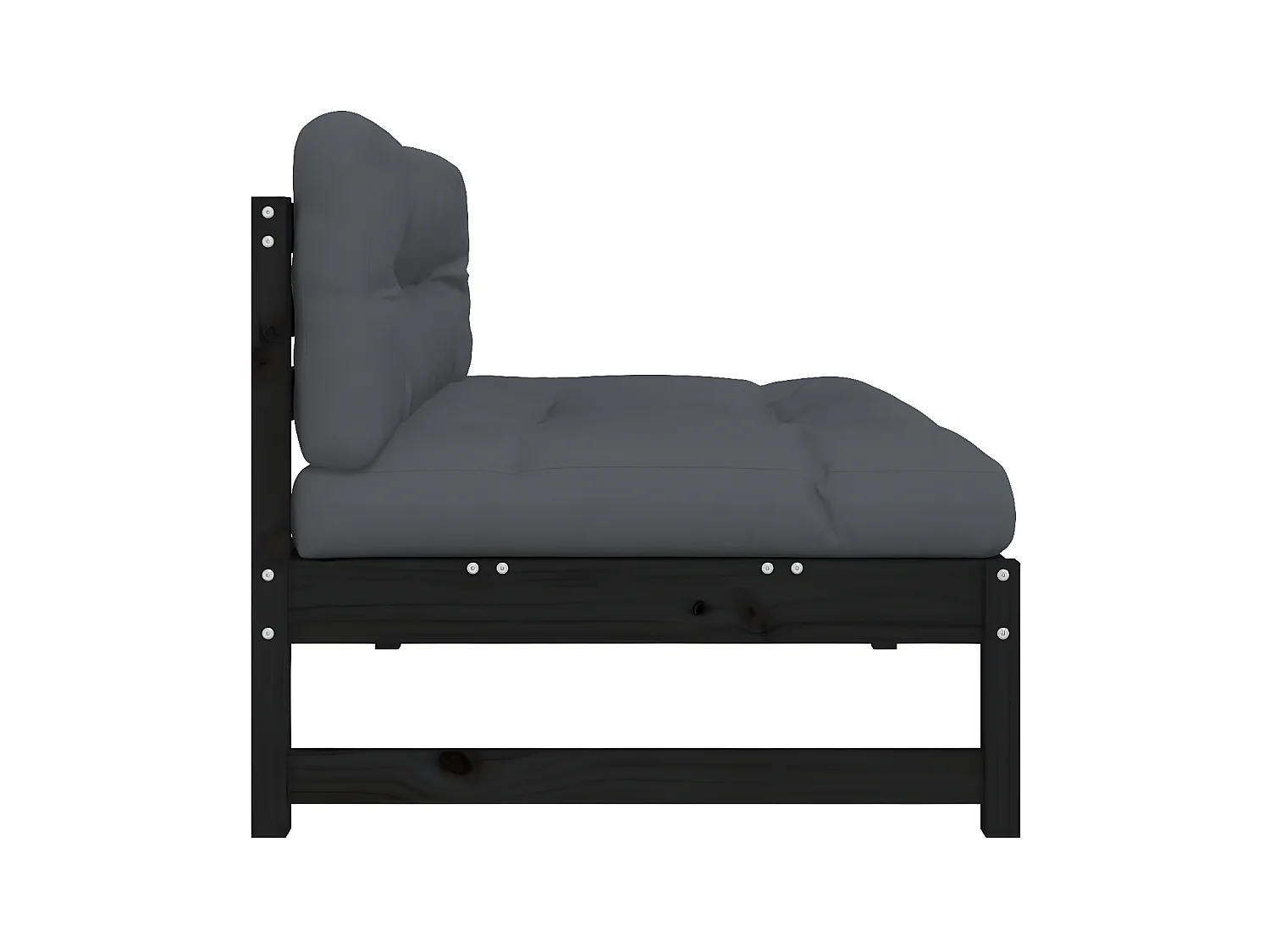 Canapé central de jardin 120x80 cm noir bois de pin massif PWRS40969