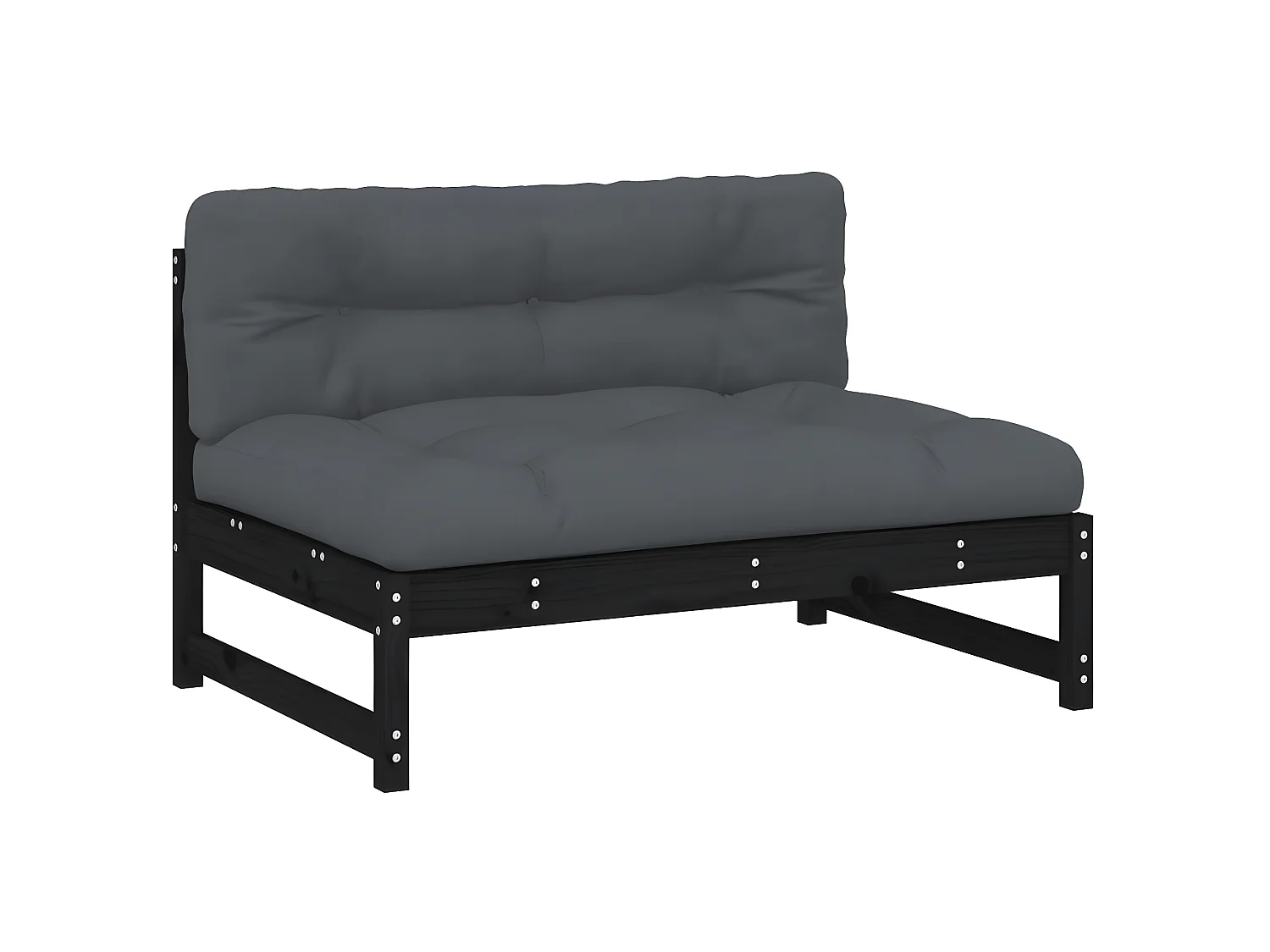 Canapé central de jardin 120x80 cm noir bois de pin massif PWRS40969