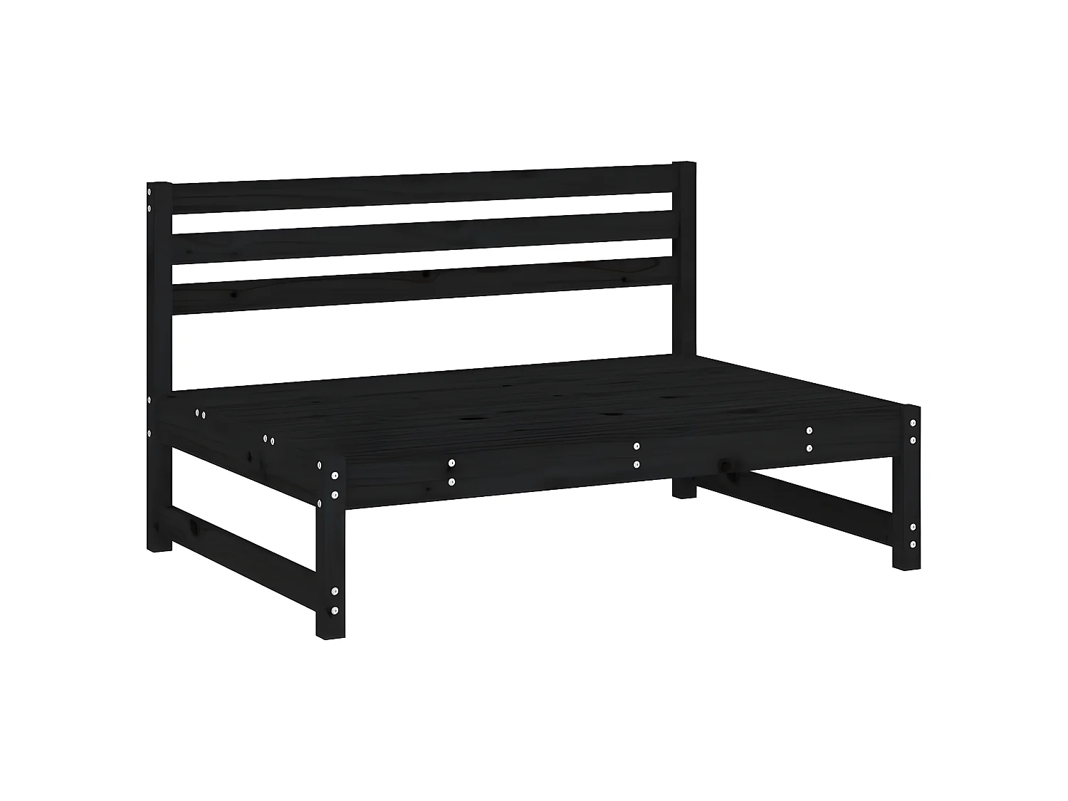 Canapé central de jardin 120x80 cm noir bois de pin massif PWRS40969