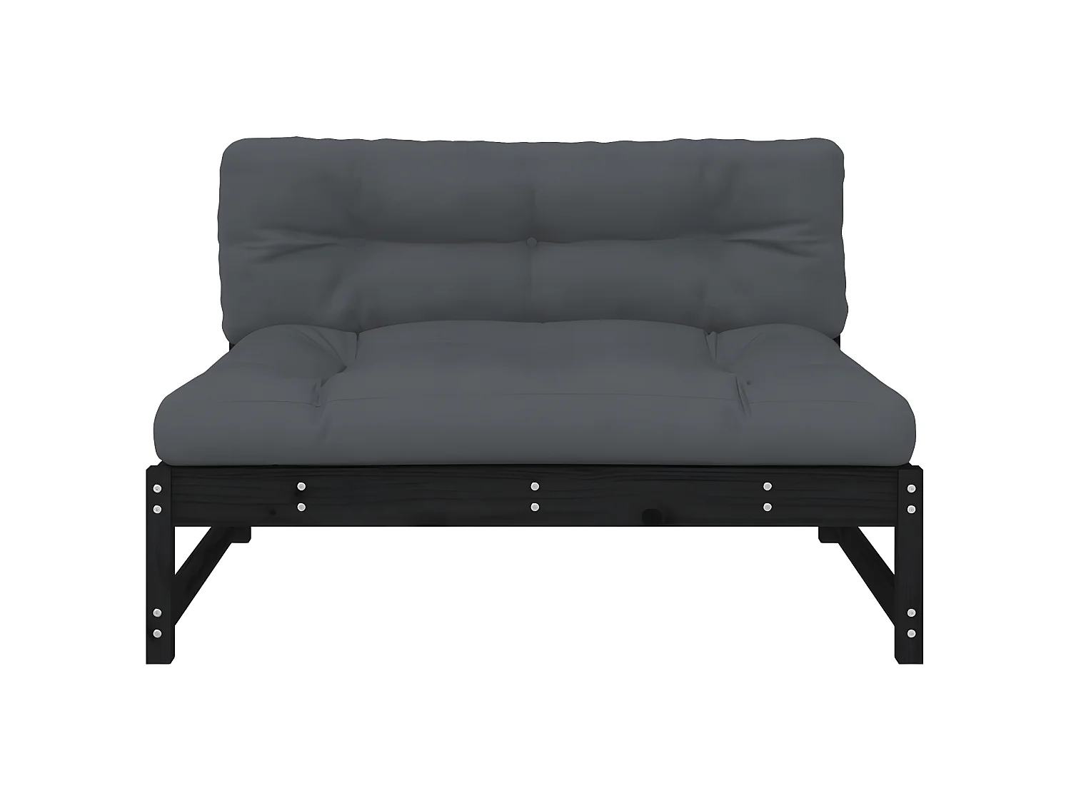 Canapé central de jardin 120x80 cm noir bois de pin massif PWRS40969