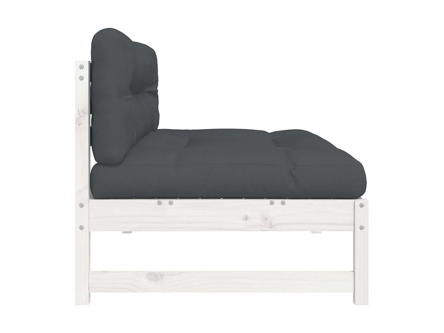 Canapé central de jardin 120x80 cm blanc bois de pin massif PWRS65243