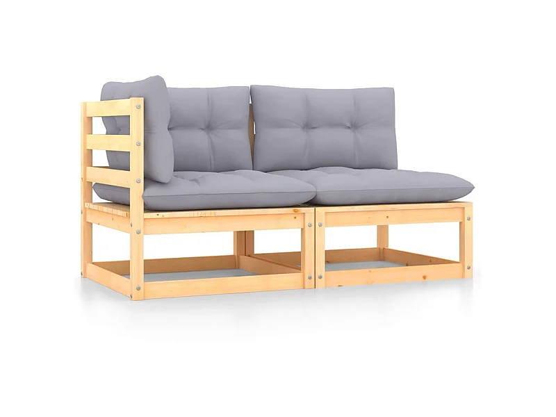 2-tlg. Garten-Sitzgruppe | Garten-Lounge-Set mit Kissen Kiefer Massivholz -GKD870296